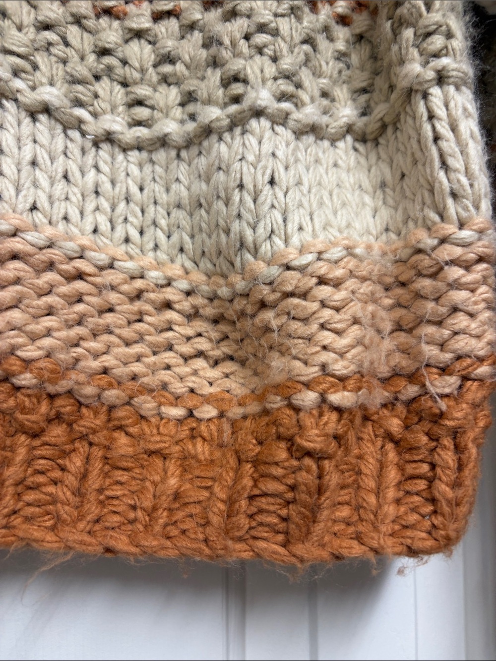 Sadie & Sage Striped Chunky Knit Sweater - Neutral Rust and Cream - Picture 4 of 4